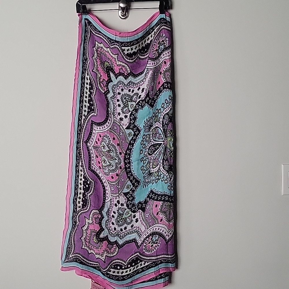 NEW Theodora Callum Linen Sarong Wrap Tie Blanket Scarf Dress Coverup Printed